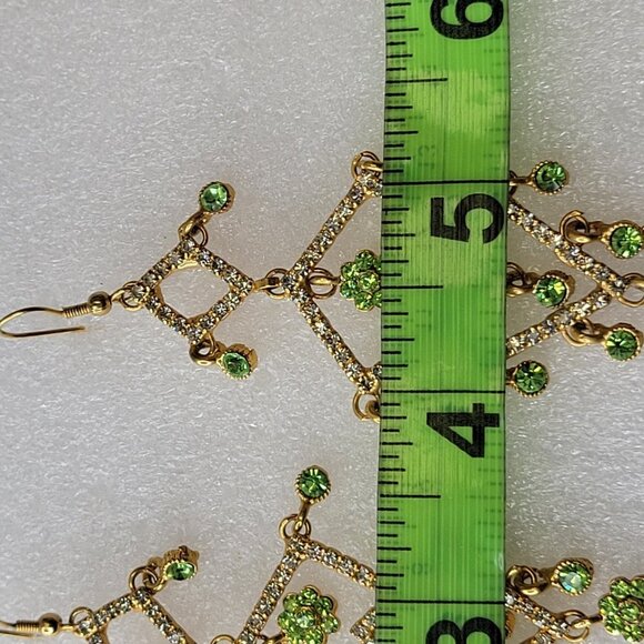 Gold Tone Long Dangle Earrings - Picture 3 of 12